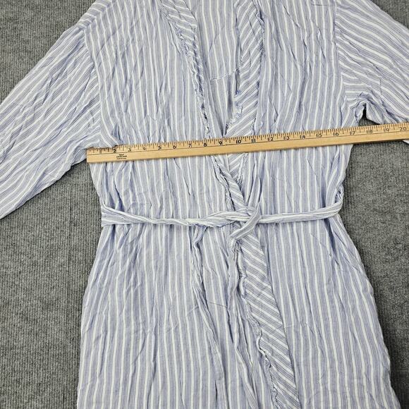 Eileen West Robe Womens L/XL Blue Striped Wrap Belted Cottage Minimalist Coastal - Picture 6 of 9